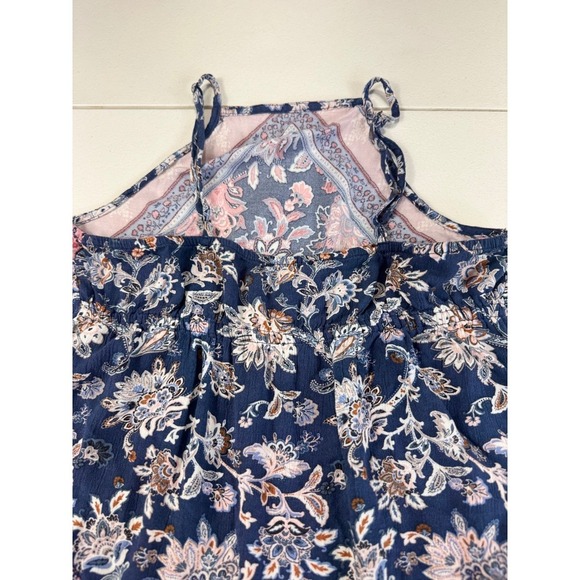 American Eagle Outfitters XS Halter Dress Blue Floral Boho Mini - Picture 3 of 8